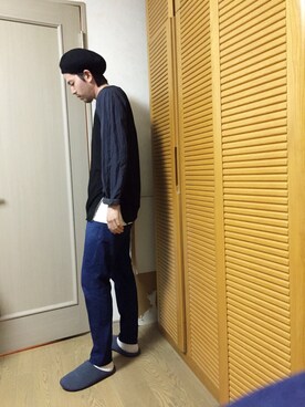 「スリッパ」｜「アイテム（ハンチング/ベレー帽）」を使った、AGAWA YOUSUKEさん（メンズ・172cm）の夏コーディネート