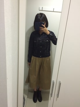 「雨」｜「アイテム（デニムジャケット）」を使った、なあさん（レディース・168cm）の秋コーディネート
