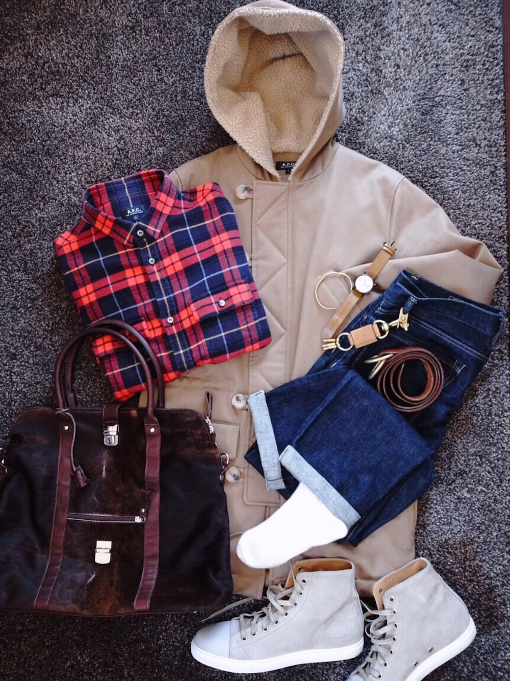 A.P.C.のモッズコート（ベージュ系）を使った人気ファッション