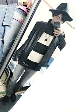 「SRIVER（スリヴァー）のアイテム（ライダースジャケット）」を使った、@RYOさん（メンズ・174cm）の秋コーディネート