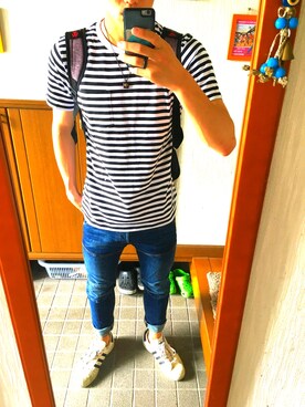 「BACK NUMBER（バックナンバー）のアイテム（Tシャツ/カットソー、ホワイト系）」を使った、きょへさん（メンズ・175cm）の夏コーディネート