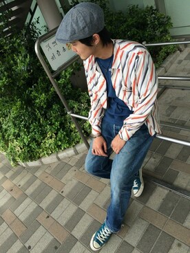 「BRIXTON（ブリクストン）のアイテム（帽子）」を使った、Katsuya Arakiさん（メンズ・176cm）の春コーディネート