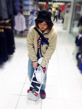 「Design Tshirts Store graniph（デザイン　ティーシャツ　ストア　グラニフ）のアイテム（その他アウター）」を使った、ゆかちゃんさん（レディース・157cm）の冬コーディネート