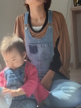 「OLD NAVY（オールドネイビー）のアイテム（つなぎ/オールインワン）」を使った、愛と幸さん（レディース・157cm）の秋コーディネート