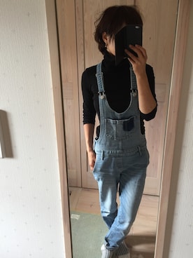 「OLD NAVY（オールドネイビー）のアイテム（つなぎ/オールインワン）」を使った、愛と幸さん（レディース・157cm）の秋コーディネート