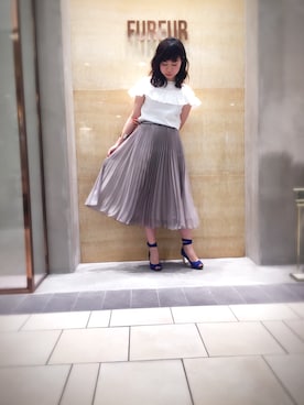 「フリルトップス」｜kazuhohamadaさん（レディース・157cm）の夏コーディネート