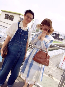 「カップル」｜「アイテム（オールインワン・サロペット）」を使った、ゆーみんさん（レディース・160cm）の夏コーディネート