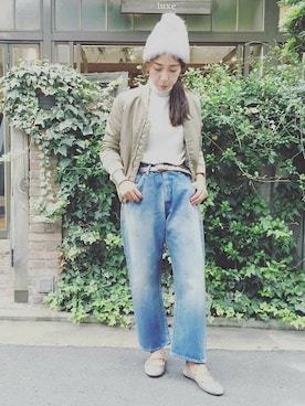 「JOURNAL STANDARD LUXE（ジャーナルスタンダード　ラックス）のアイテム（ジャケット/アウター）」を使った、journal standard luxe 表参道店スタッフさん（レディース・160cm）の秋コーディネート