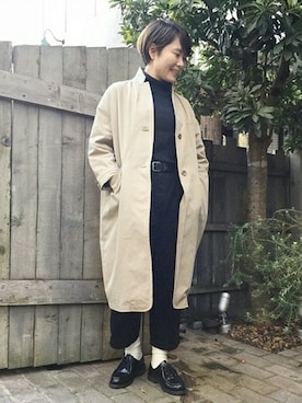 「JOURNAL STANDARD LUXE（ジャーナルスタンダード　ラックス）のアイテム（ステンカラーコート）」を使った、journal standard luxe 表参道店スタッフさん（レディース・160cm）の冬コーディネート