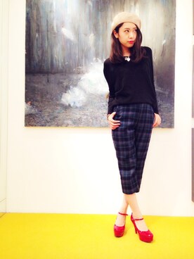 「OSMOSIS（オズモーシス）のアイテム（ハンチング/ベレー帽）」を使った、Emilyさん（レディース・165cm）の冬コーディネート