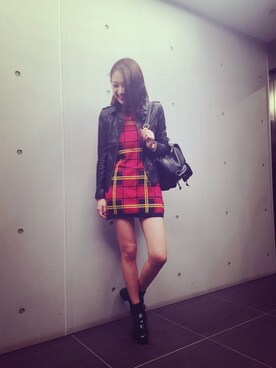「DEICY（デイシー）のアイテム（ライダースジャケット）」を使った、Emilyさん（レディース・165cm）の秋コーディネート