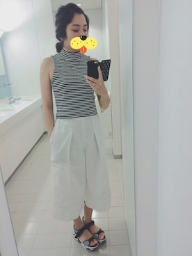 「UNIQLO（ユニクロ）のアイテム（パンツ、ホワイト系）」を使った、akiiraさん（レディース・160cm）の春コーディネート