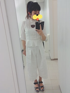 「UNIQLO（ユニクロ）のアイテム（パンツ、ホワイト系）」を使った、akiiraさん（レディース・160cm）の春コーディネート