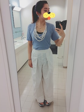 「VIVID LADYのアイテム（サンダル、ブルー系）」を使った、akiiraさん（レディース・160cm）の春コーディネート