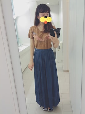「FOREVER 21（フォーエバー トゥエンティーワン）のアイテム（スカート、ブルー系）」を使った、akiiraさん（レディース・160cm）の夏コーディネート