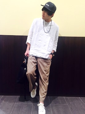 「HVC（エイチブイシー）のアイテム（バッグ）」を使った、GRAND GLOBALつくば店さん（メンズ・180cm）の春コーディネート