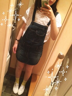 「アイテム（サロペット/オーバーオール）」を使った、ちほやんさん（レディース・154cm・10代）の夏コーディネート
