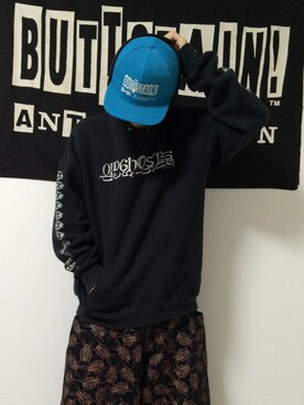 「BUTTSTAIN（バットステイン）のアイテム（帽子）」を使った、ghostsekiさん（メンズ・165cm）の夏コーディネート