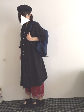 「ベレー帽推奨委員会」｜「アイテム（シャツワンピース）」を使った、yukaさん（レディース・152cm）の秋コーディネート