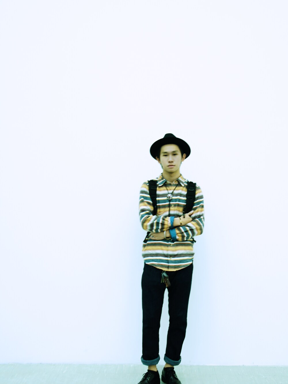 「#vintage、70s vintage、recovery、dazed、Gentleman、allegrezza」｜「Navajo shirts（シャツ/ブラウス、イエロー系）」を使った、kevin chang さん（メンズ・171cm）の秋コーディネートの1枚目の写真