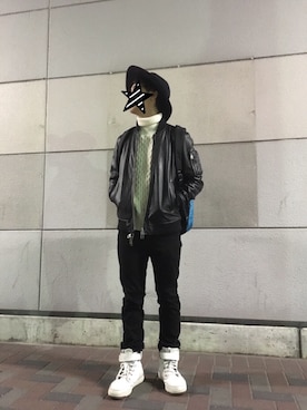 「GLOBAL WORK（グローバルワーク）のフェルトロングブリムハット/705078（ハット）」を使った、ゆーたさん（メンズ・169cm）の秋コーディネート