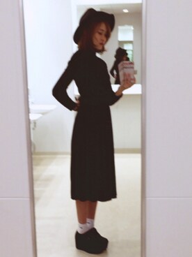 「ツバ広ハット」｜「アイテム（ブーティ）」を使った、めんめんさん（レディース・160cm）の冬コーディネート