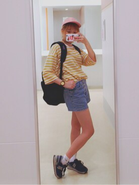 「JANSPORT（ジャンスポーツ）のJANSPORT BIG STUDENT（バックパック/リュック）」を使った、めんめんさん（レディース・160cm）の春コーディネート
