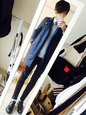 「アイテム（ステンカラーコート）」を使った、ryo_kandaさん（メンズ・175cm・10代）の冬コーディネート