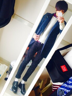 「アイテム（ステンカラーコート）」を使った、ryo_kandaさん（メンズ・175cm・10代）の冬コーディネート