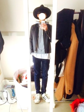 「RAGEBLUE（レイジブルー）のアイテム（ライダースジャケット）」を使った、ryo_kandaさん（メンズ・175cm）の冬コーディネート
