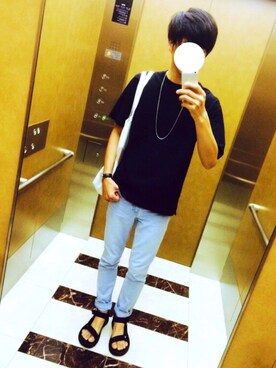 「HARE（ハレ）の【吸水速乾&通気性/WEB限定アイテム】COOLMAXデニムスキニー(HARE)（デニムパンツ）」を使った、ryo_kandaさん（メンズ・175cm）の夏コーディネート