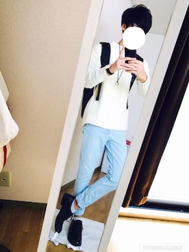 「HARE（ハレ）の【吸水速乾&通気性/WEB限定アイテム】COOLMAXデニムスキニー(HARE)（デニムパンツ）」を使った、ryo_kandaさん（メンズ・175cm）の秋コーディネート