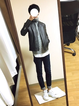 「RAGEBLUE（レイジブルー）のアイテム（ライダースジャケット）」を使った、ryo_kandaさん（メンズ・175cm）の冬コーディネート