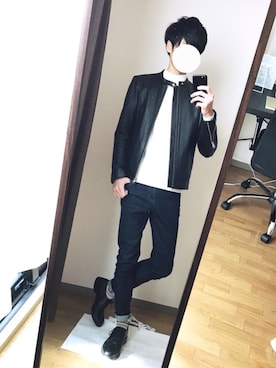 「RAGEBLUE（レイジブルー）のアイテム（ライダースジャケット）」を使った、ryo_kandaさん（メンズ・175cm）の冬コーディネート