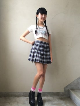 「UNIF（ユニフ）のアイテム（その他シューズ）」を使った、KINAさん（レディース・162cm）の夏コーディネート