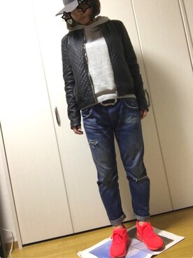 「OZOC（オゾック）のアイテム（パーカー）」を使った、nA--anさん（レディース・166cm）の春コーディネート