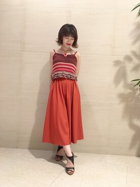 「LILY BROWN（リリーブラウン）のアイテム（キャミソール）」を使った、yuka tsuchiyaさん（レディース・153cm）の夏コーディネート