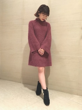 「アイテム（ワンピース、ピンク系）」を使った、yuka tsuchiyaさん（レディース・153cm）の秋コーディネート