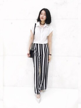 「stripes」｜「アイテム（スラックス）」を使った、michelleinantoさん（レディース・160cm）の冬コーディネート