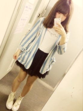 「アイテム（ブローチ/コサージュ、ホワイト系）」を使った、chimoさん（レディース・163cm）の夏コーディネート