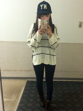「へザー」｜「アイテム（キャップ）」を使った、Kantaさん（レディース・152cm）の冬コーディネート