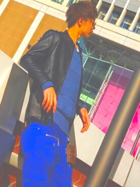 「semantic design（セマンティックデザイン）のアイテム（チノパンツ）」を使った、宮下 祐綺さん（メンズ・180cm）の秋コーディネート