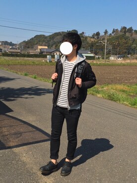 「アイテム（MA-1）」を使った、reeeeoさん（メンズ・168cm・20代）の春コーディネート