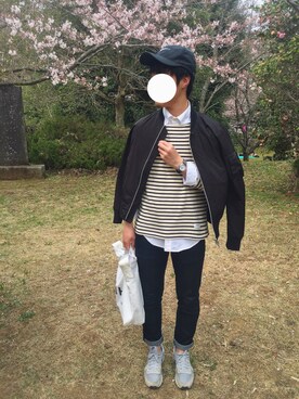 「アイテム（MA-1）」を使った、reeeeoさん（メンズ・168cm・20代）の春コーディネート