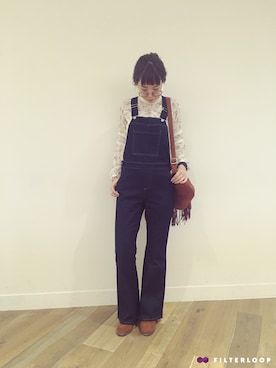 「70's」｜「アイテム（オールインワン・サロペット）」を使った、rinappeさん（レディース・158cm）の冬コーディネート