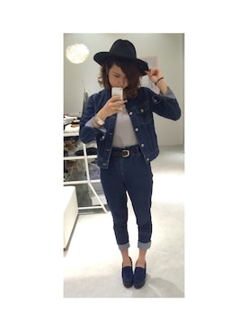 「nice claup」｜「アイテム（デニムジャケット）」を使った、ひまりんさん（レディース・161cm）の秋コーディネート