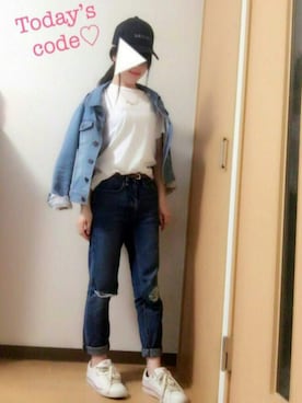 「CECIL McBEE（セシルマクビー）のアイテム（デニムジャケット）」を使った、fuu ⠒̫⃝さん（レディース・149cm）の夏コーディネート