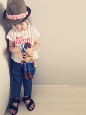 「quoti use fith（クゥオティ　ユース　フィス）のアイテム（シューズ）」を使った、tama.tama.2013さん（キッズ・100cm）の夏コーディネート