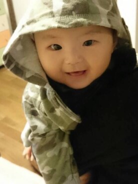 「アイテム（ママ＆ベビー、グリーン系）」を使った、Ken46❤︎さん（キッズ・70cm）の秋コーディネート