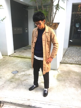 「SENSE OF PLACE by URBAN RESEARCH（センスオブプレイスバイアーバンリサーチ）のアイテム（トレンチコート）」を使った、げんさん（メンズ・175cm）の秋コーディネート